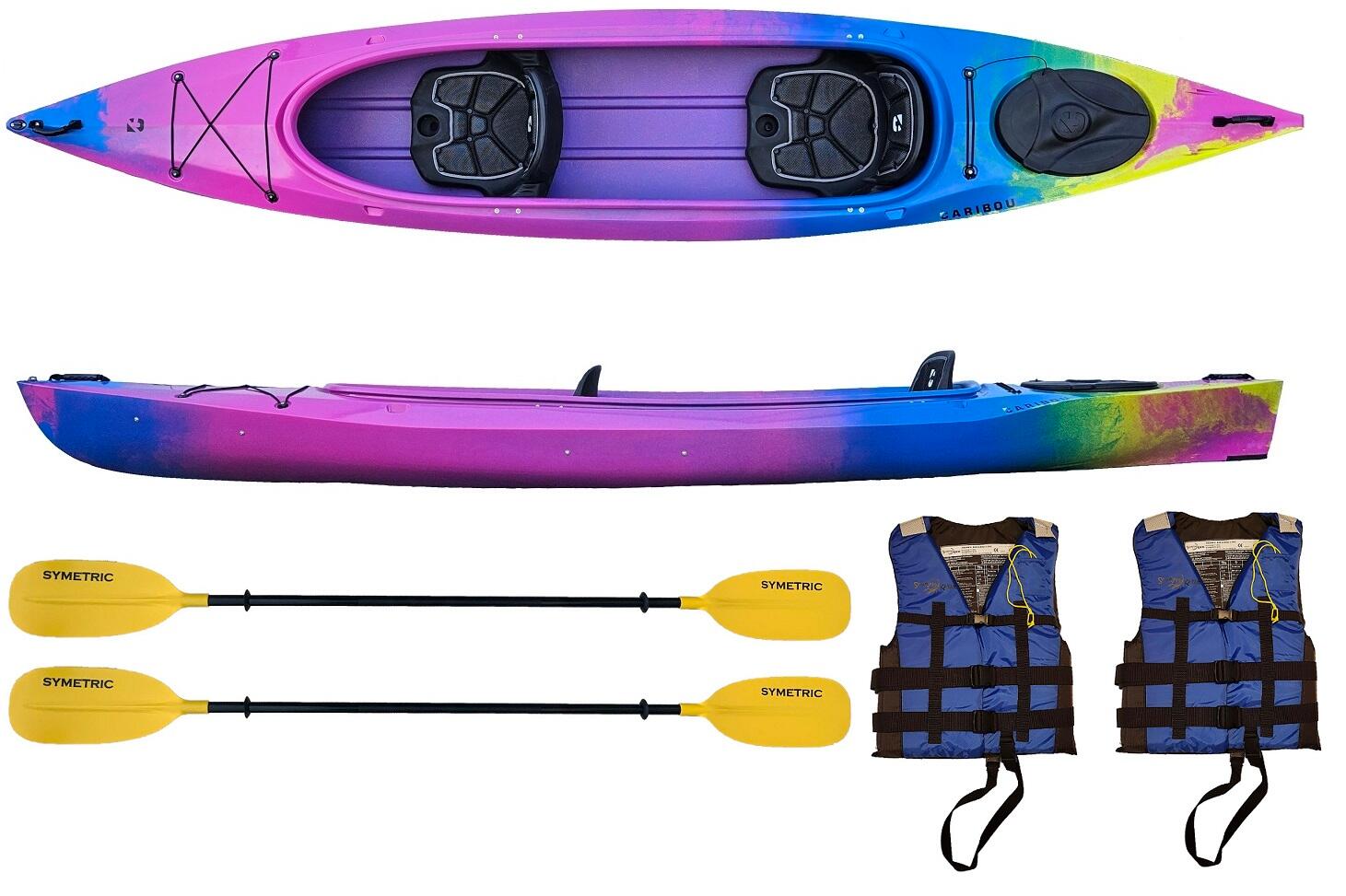 Kajak dwuosobowy do pływania Kayak Zone Caribou Adventure Lux z lukiem zestaw