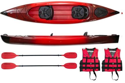 Kajak dwuosobowy do pływania Kayak Zone Caribou Adventure Lux z lukiem zestaw