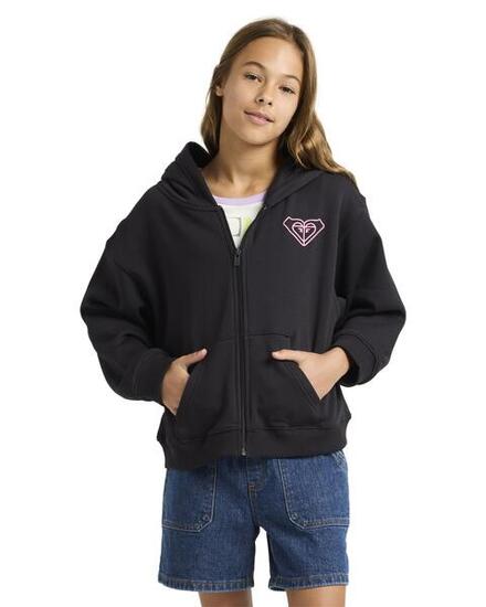 Sweat à capuche zippé MIDNIGHT HIKE BRUSHED Noir Fille