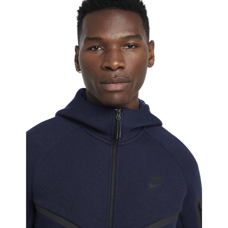 Hanorac casual hv0949451 cu fermoar și glugă bleumarin bărbătesc