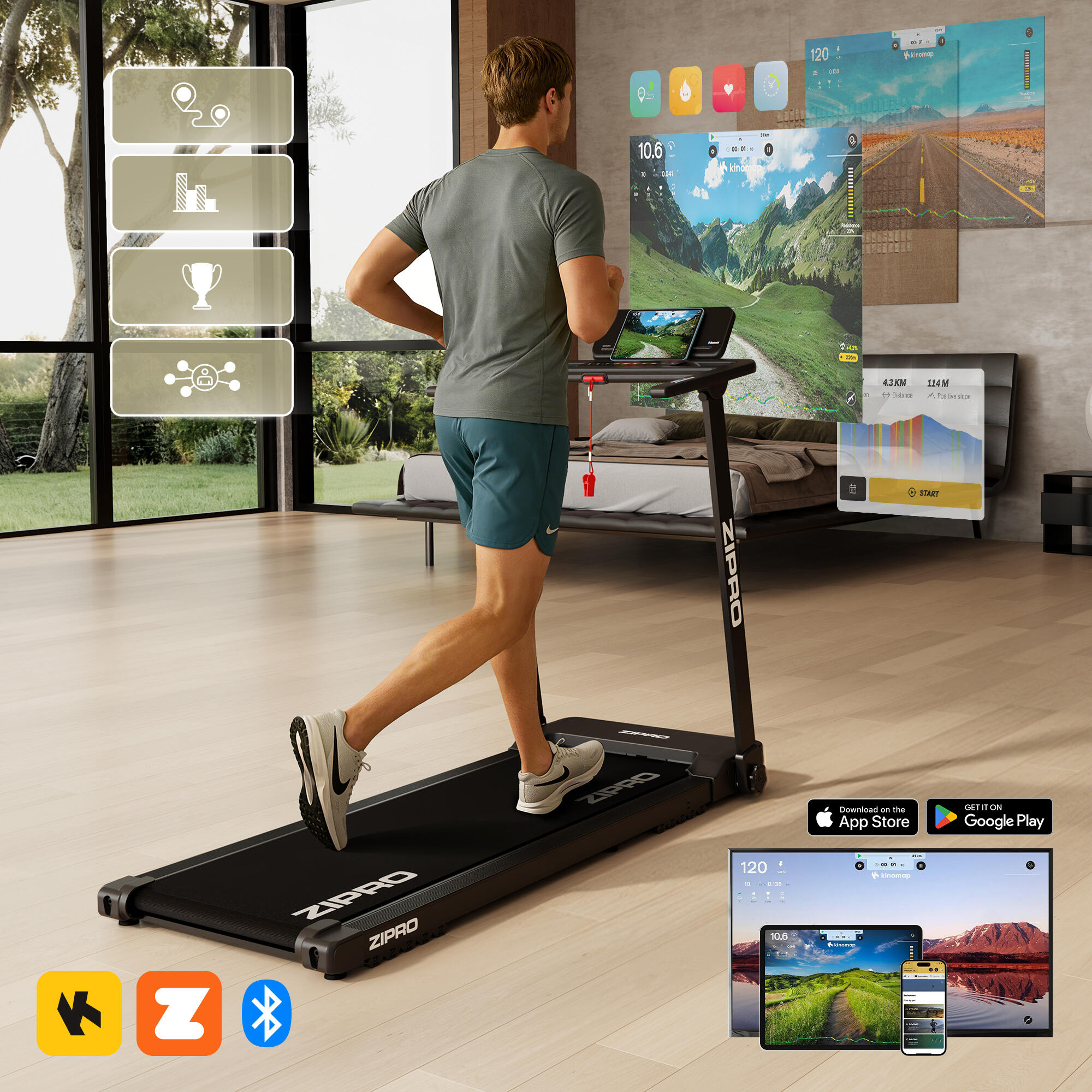 Techfit Tapis de Course Electrique Pliable - Tapis Roulant