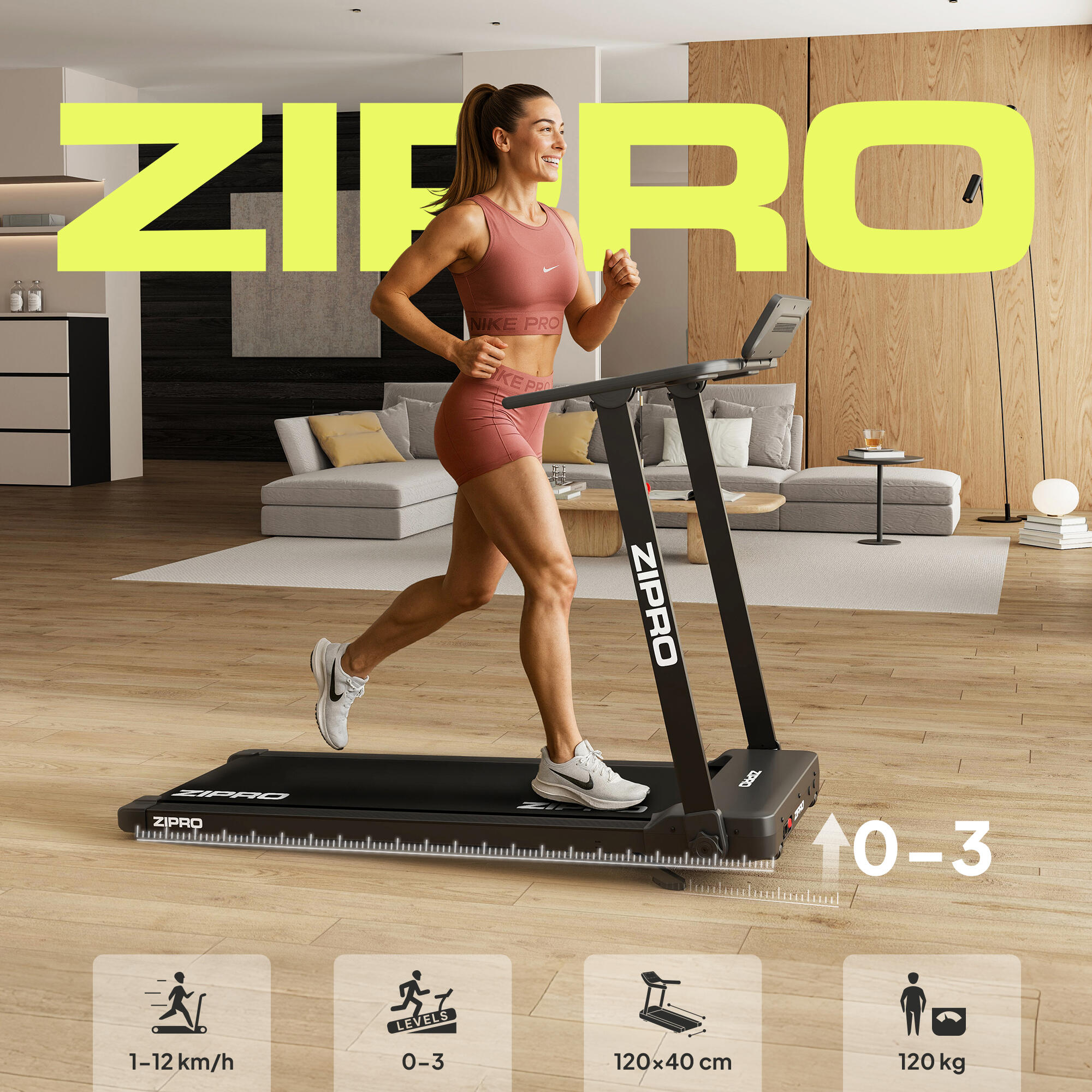 Регулювання нахилу бігової доріжки Zipro Forma