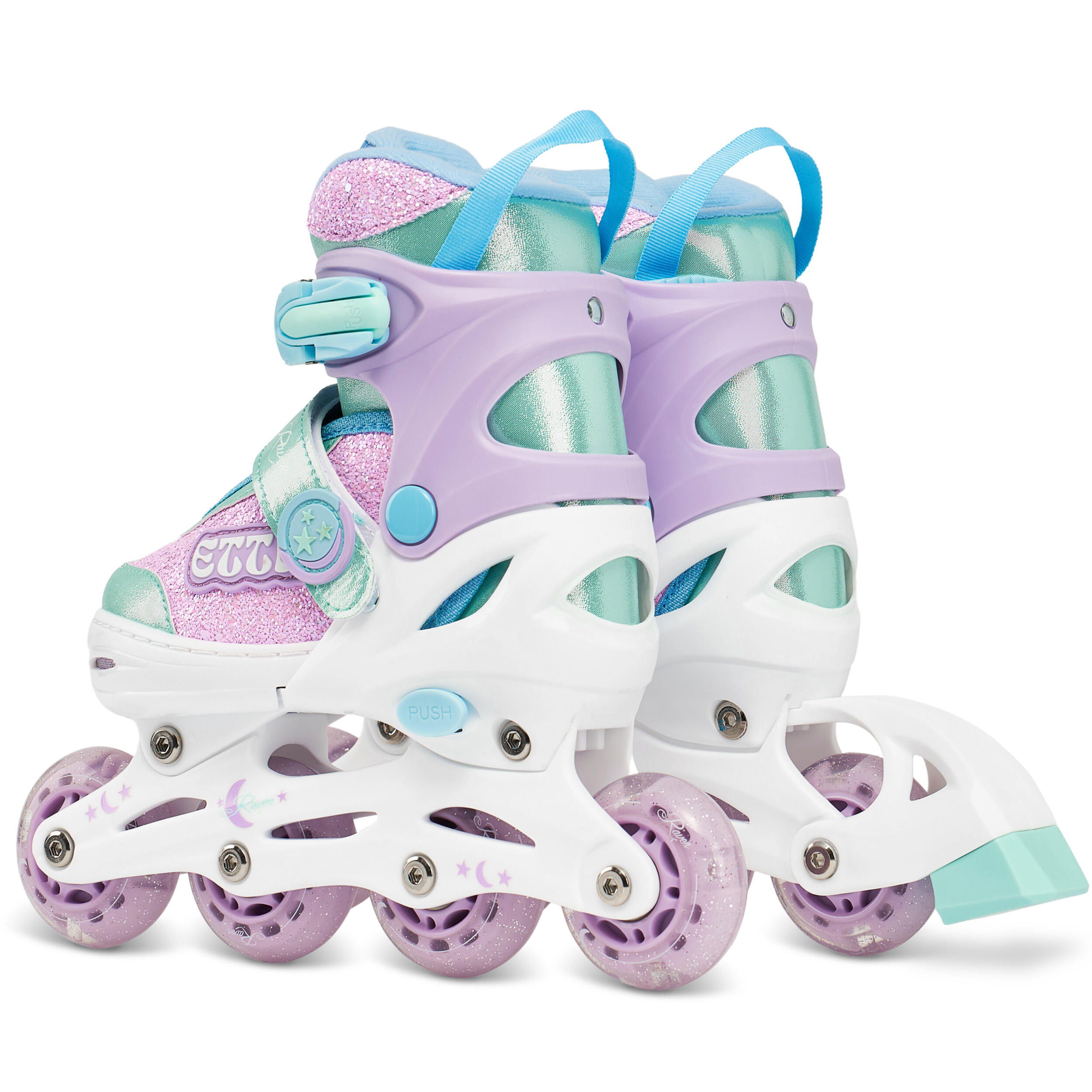 ERNAN Rolschaatsen met 4 wielen, klassieke skates, parallelle skates met lichtgevende wielen, wielen voor volwassenen, kinderen, beginners (maat 35-43) (wit, 40