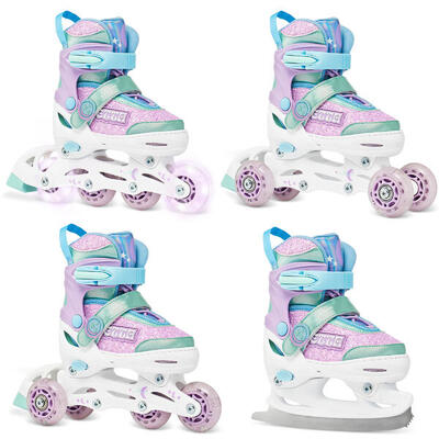 Rolschaatsen verstelbare rolschaatsen 4in1 wielen etta roze/blauw