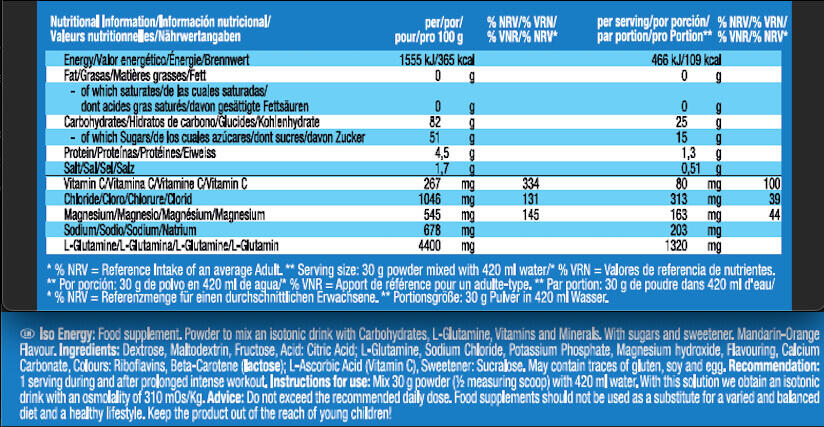 Boisson isotonique - Iso Energy - Orange 900g 3/6