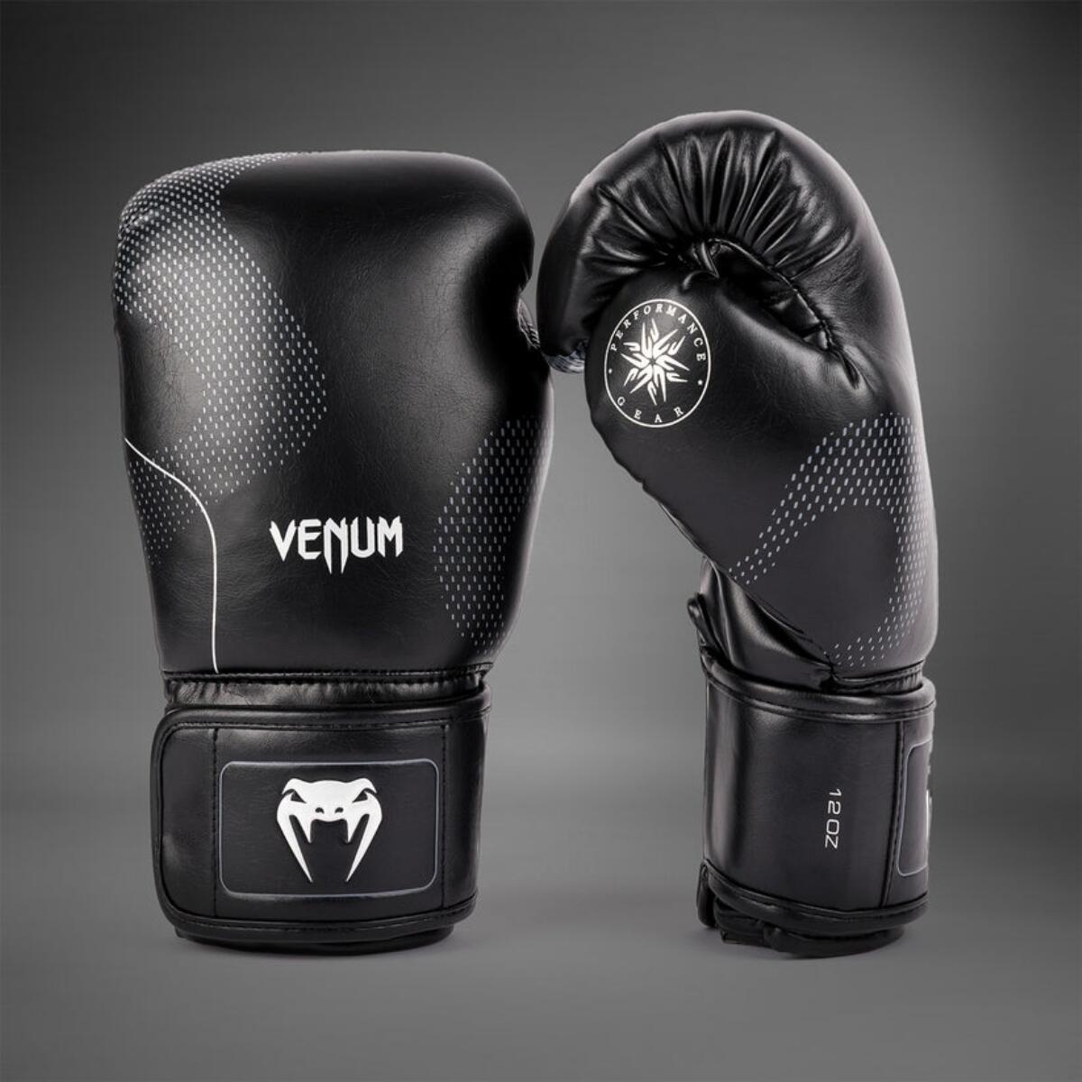 Guantes de boxeo Venum Nexus, color negro/plateado, 340 g (12 oz). 2/5