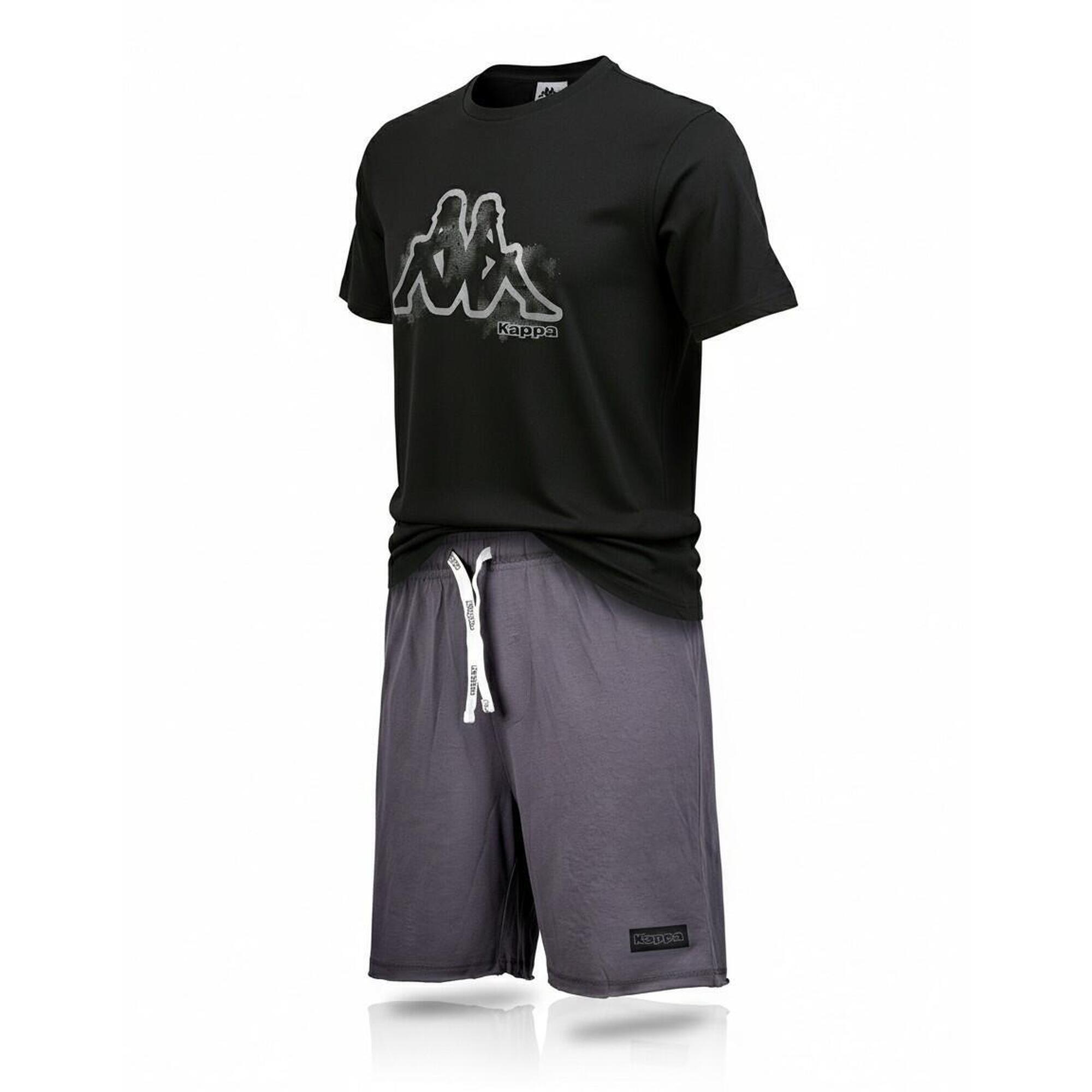 Kappa - Kappa Pyjama Court Homme Coton - Caleçon - Gris|noir - Decathlon