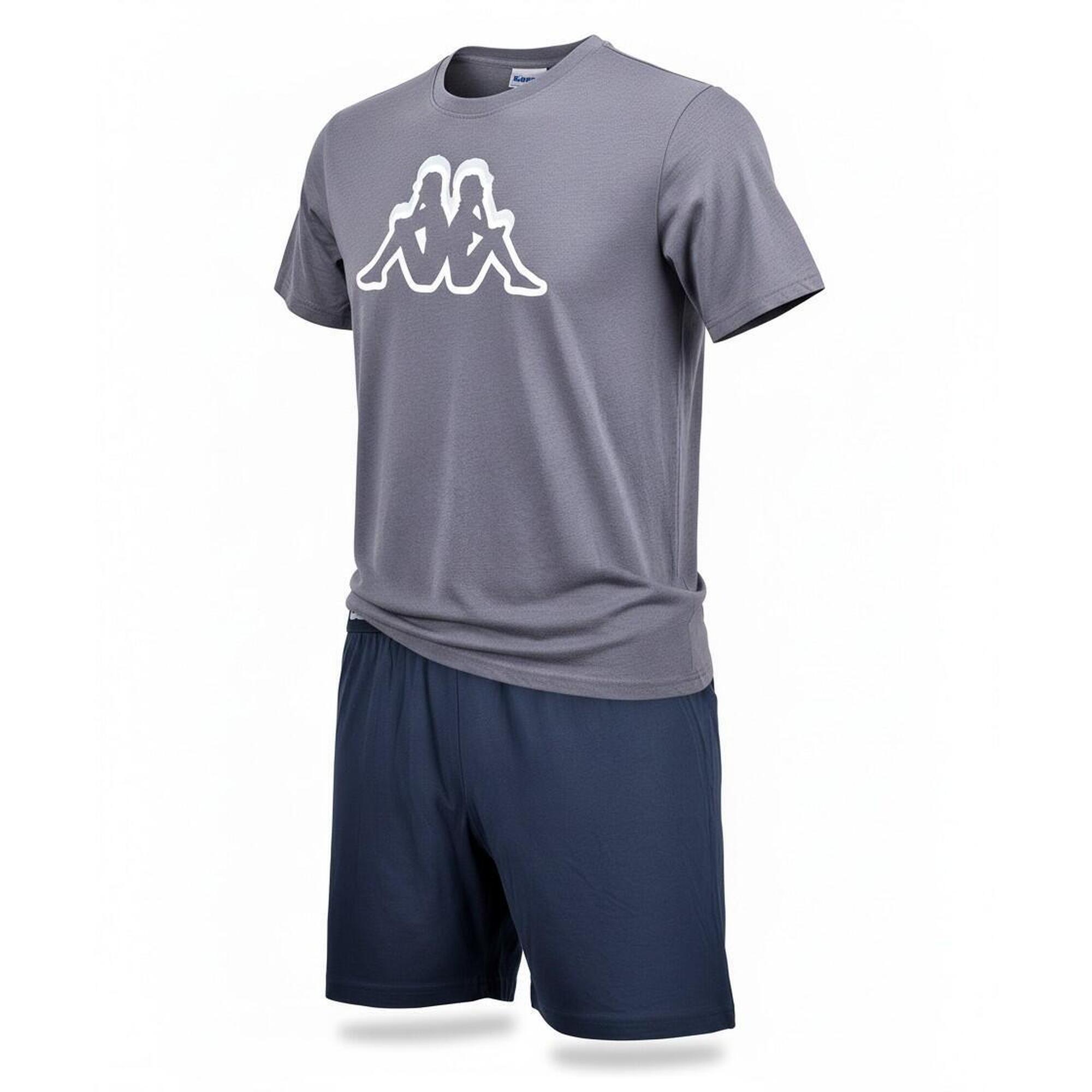 Kappa - Kappa Pyjama Court Homme Coton - Caleçon - Bleu - Decathlon