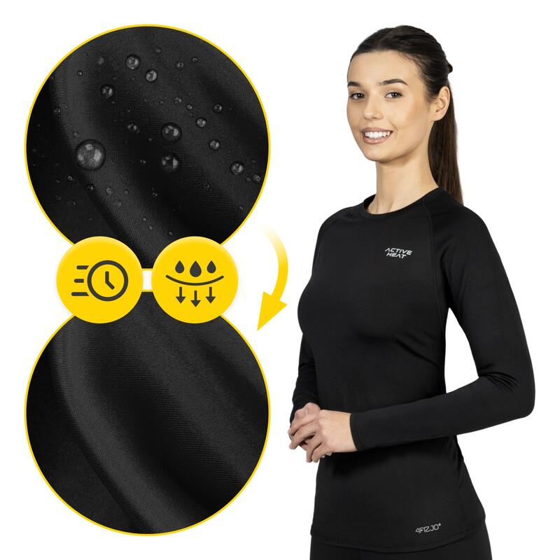 Tricou termic negru cu mânecă lungă 4FIZJO unisex