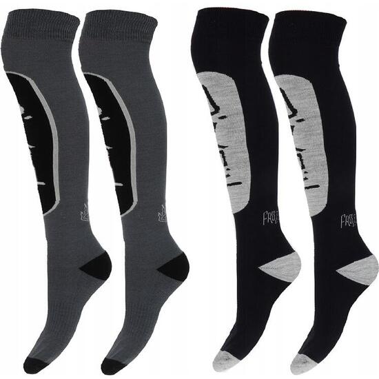 Skarpety narciarskie O'neill 789942-7001P wełna merino 2-pak szary/czarny 35-38