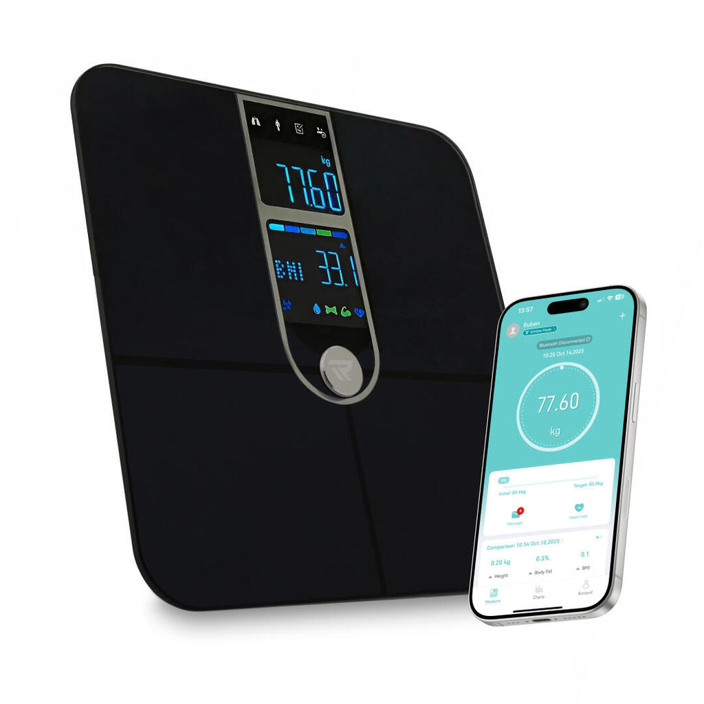 Rockerz Smart Scale, Bluetooth, Heart Rate Monitor, Body Fat, Muscle Mass