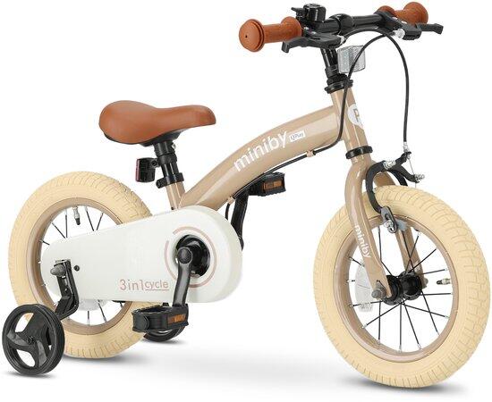 Qplay Miniby Vélo enfant 12 pouces – 3 en 1 – draisienne – Rose