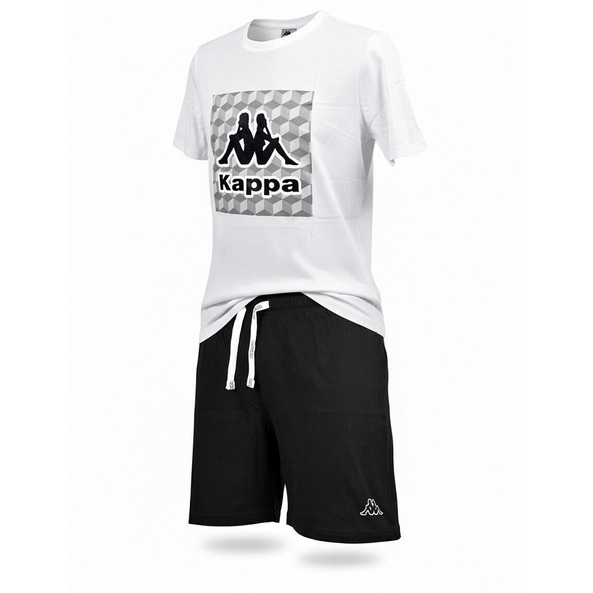 Kappa - Kappa Pyjama Court Homme Coton - Caleçon - Blanc|noir - Decathlon