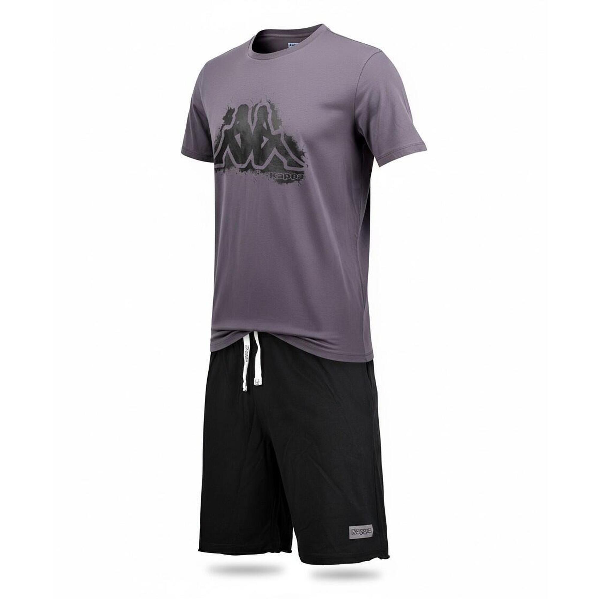 Kappa - Kappa Pyjama Court Homme Coton - Caleçon - Gris|noir - Decathlon