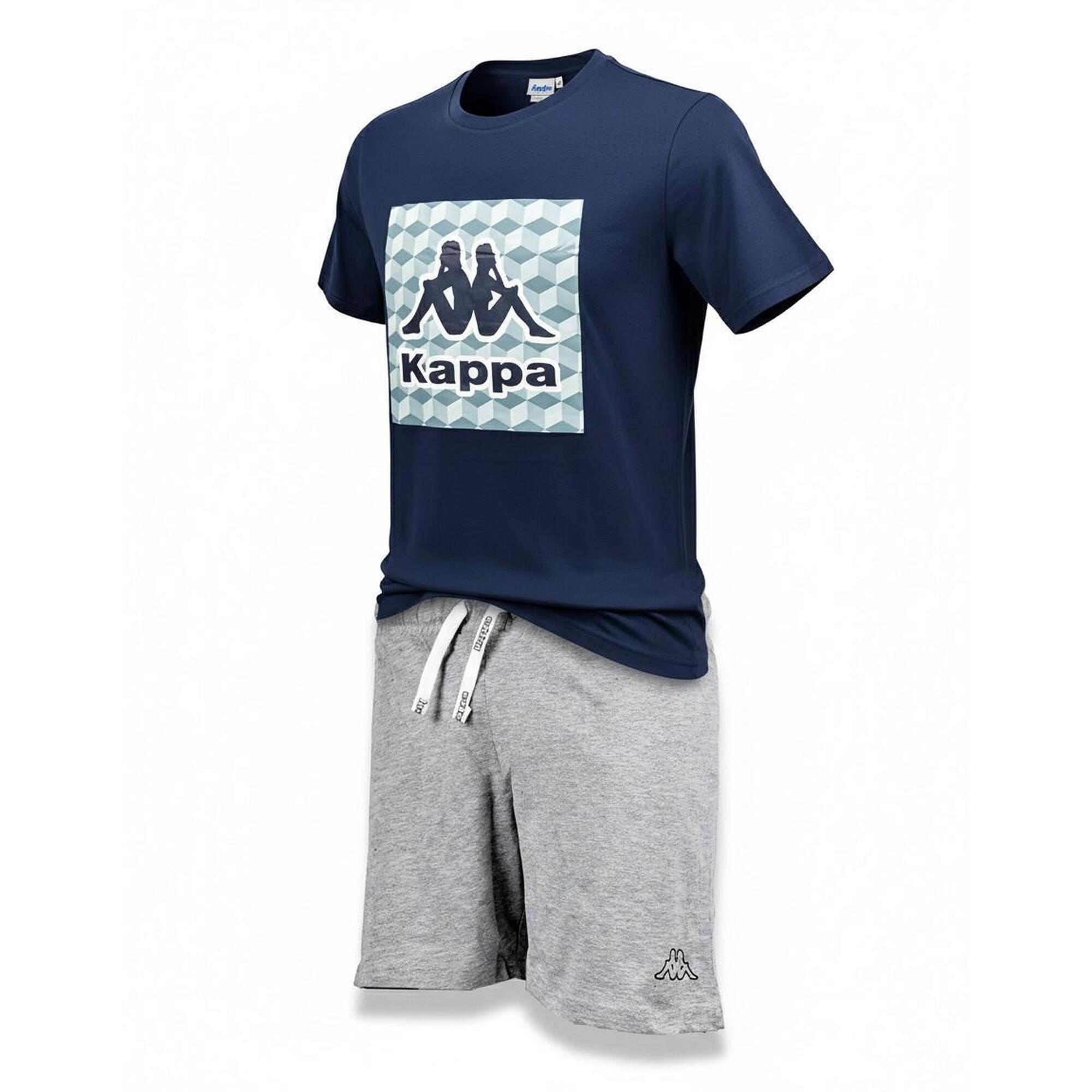 Kappa - Kappa Pyjama Court Homme Coton - Caleçon - Bleu|gris - Decathlon