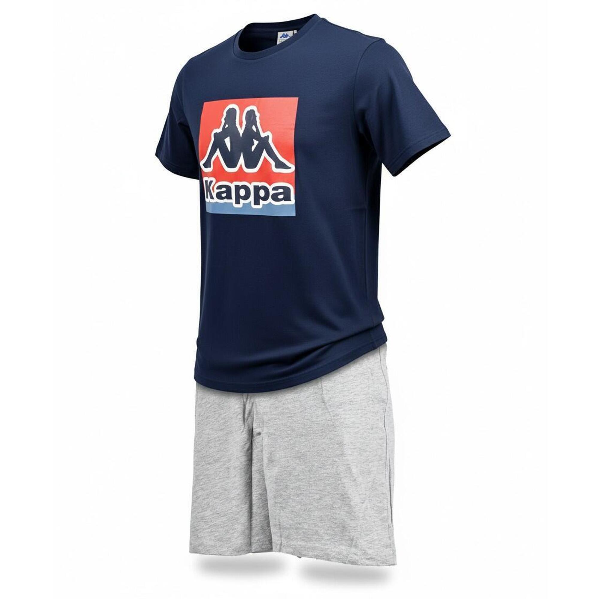 Kappa - Kappa Pyjama Court Homme Coton - Caleçon - Bleu|gris - Decathlon