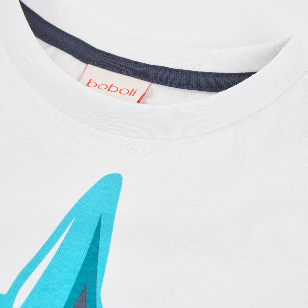 Camisetas de verano de gimnasia kids niño boboli blanco 3/4