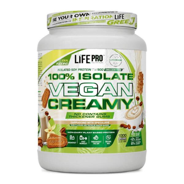 LIFE PRO NUTRITION 100% Isolaat Vegan Romig - 1 kg Cappuccino LifePRO