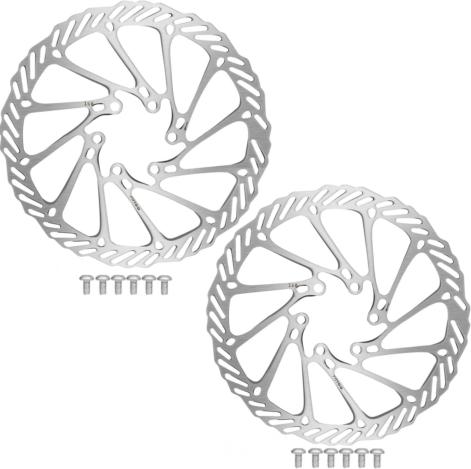 FITTOO Bicycle Bike Disc Brake Rotor with 6 Bolts - Sliver-160mm-F-2PCS