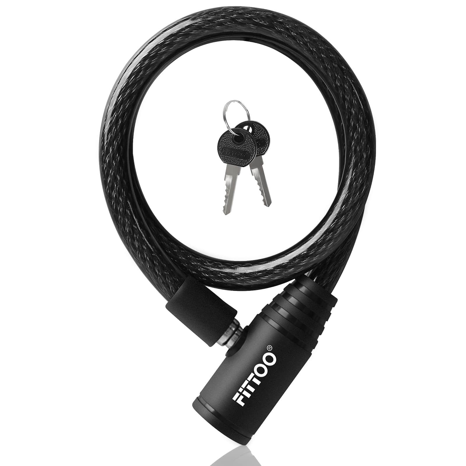 FITTOO Bike Cable Lock Bicycle Security Lock 2 Keys 5 colors 12X650mm