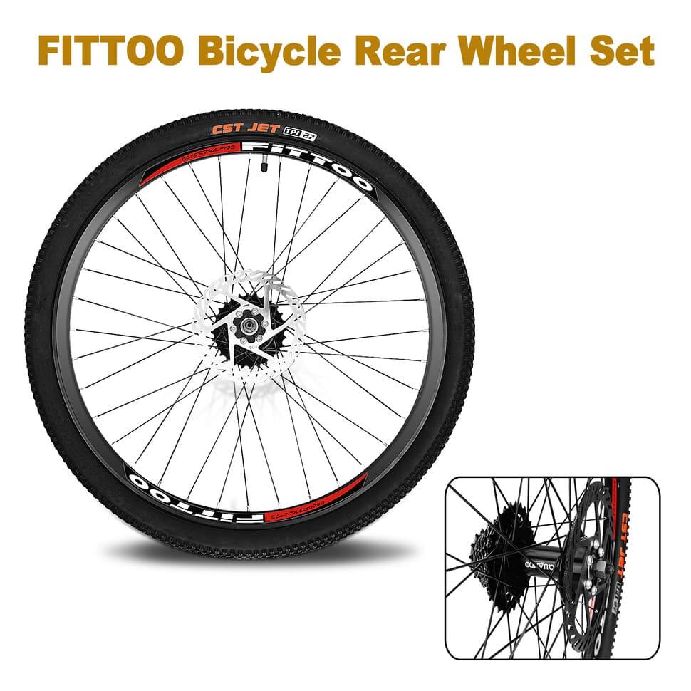 Fittoo 26" MTB Rear Wheel Pre-Mounted with Tire & Tube - 8 Speed Disc Brake