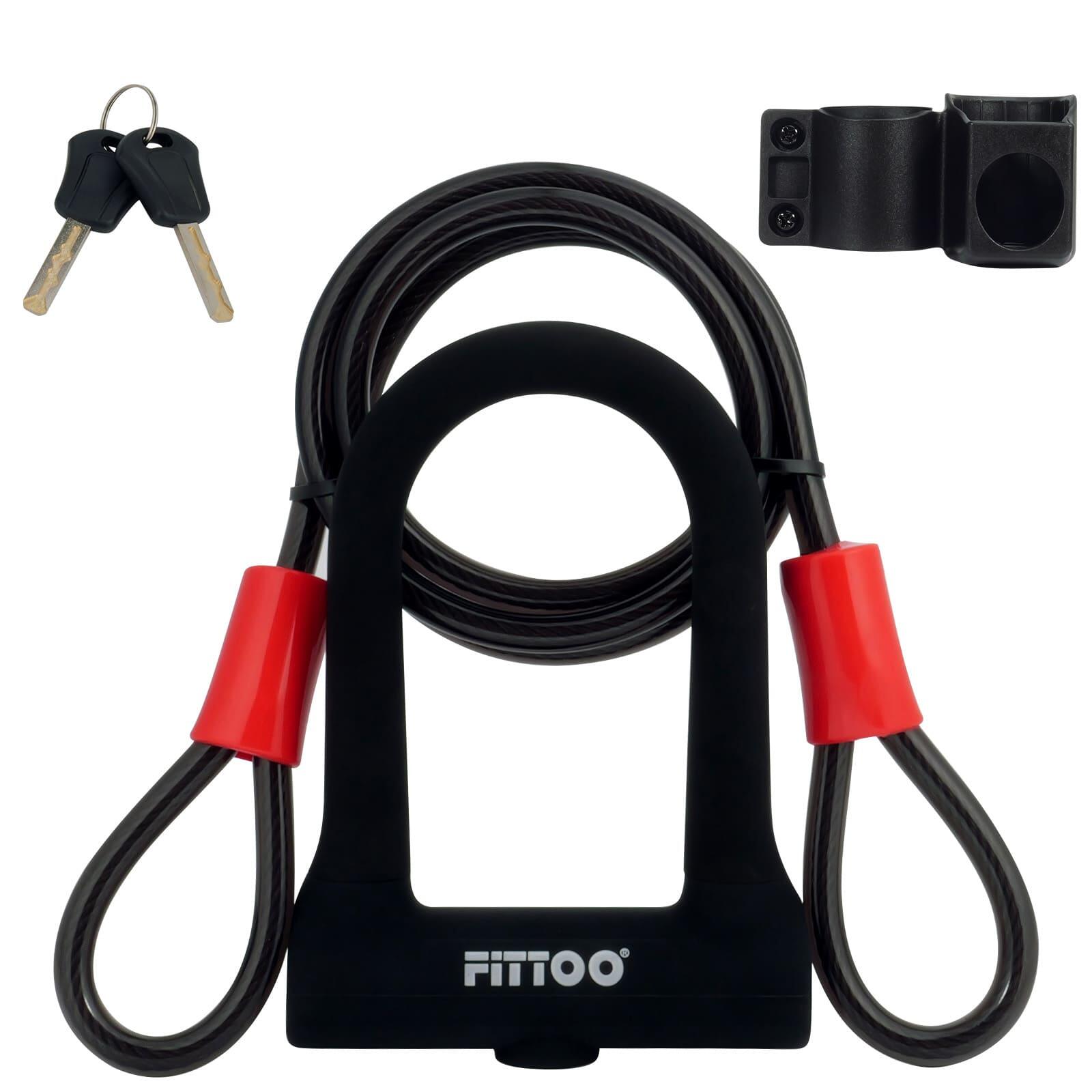 FITTOO Bike U Lock with Cable Extra Long 150CM Security Steel-Wire Cable