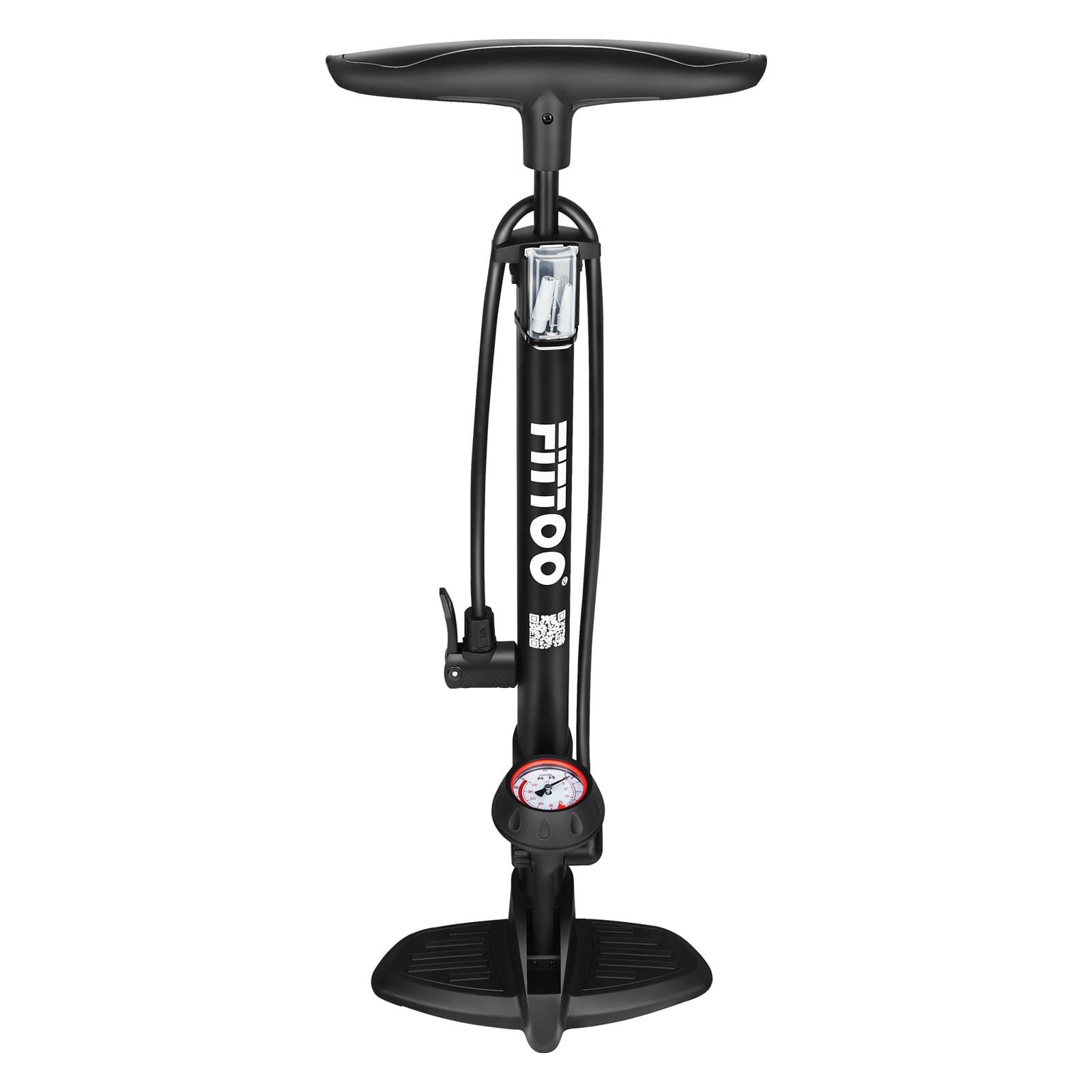 FITTOO High Pressure Bicycle Hand Pump Bike Cycling Air Floor pump with Gauge