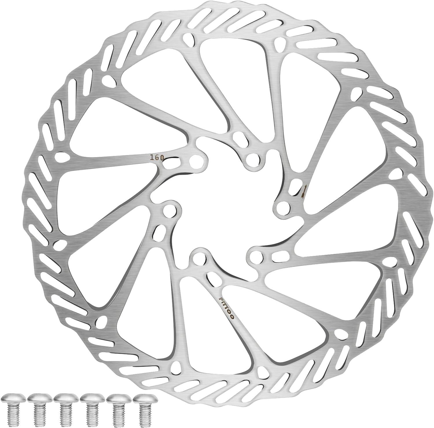 FITTOO Bicycle Bike Disc Brake Rotor with 6 Bolts - Sliver-160mm-F-1PCS