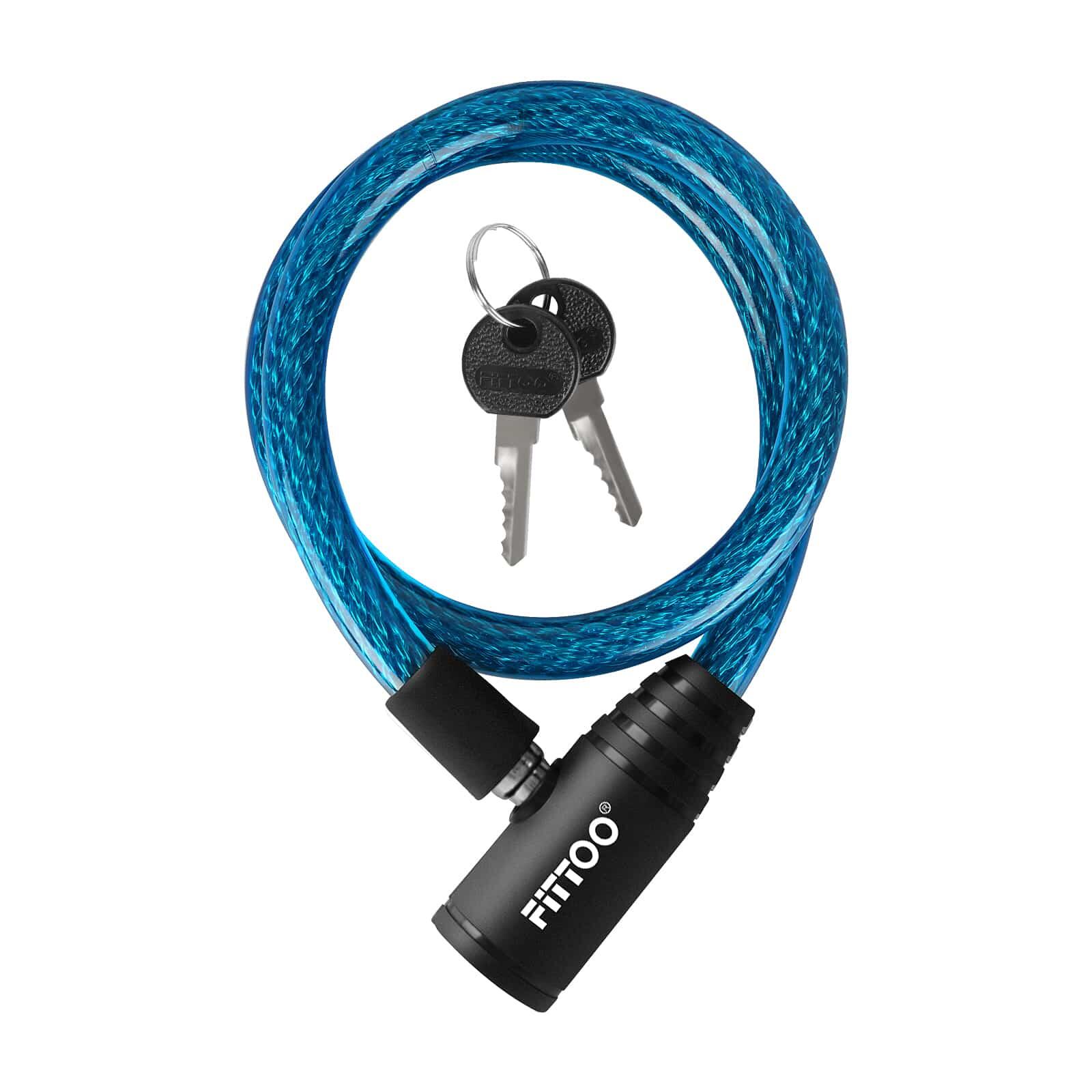 FITTOO Bike Cable Lock Bicycle Security Lock 2 Keys 5 colors 12X650mm