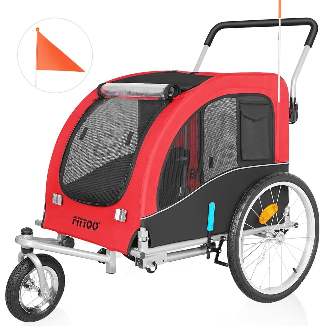 FITTOO Pet Dog Bike Trailer Pram 2 in 1 Foldable Dog Stroller Large