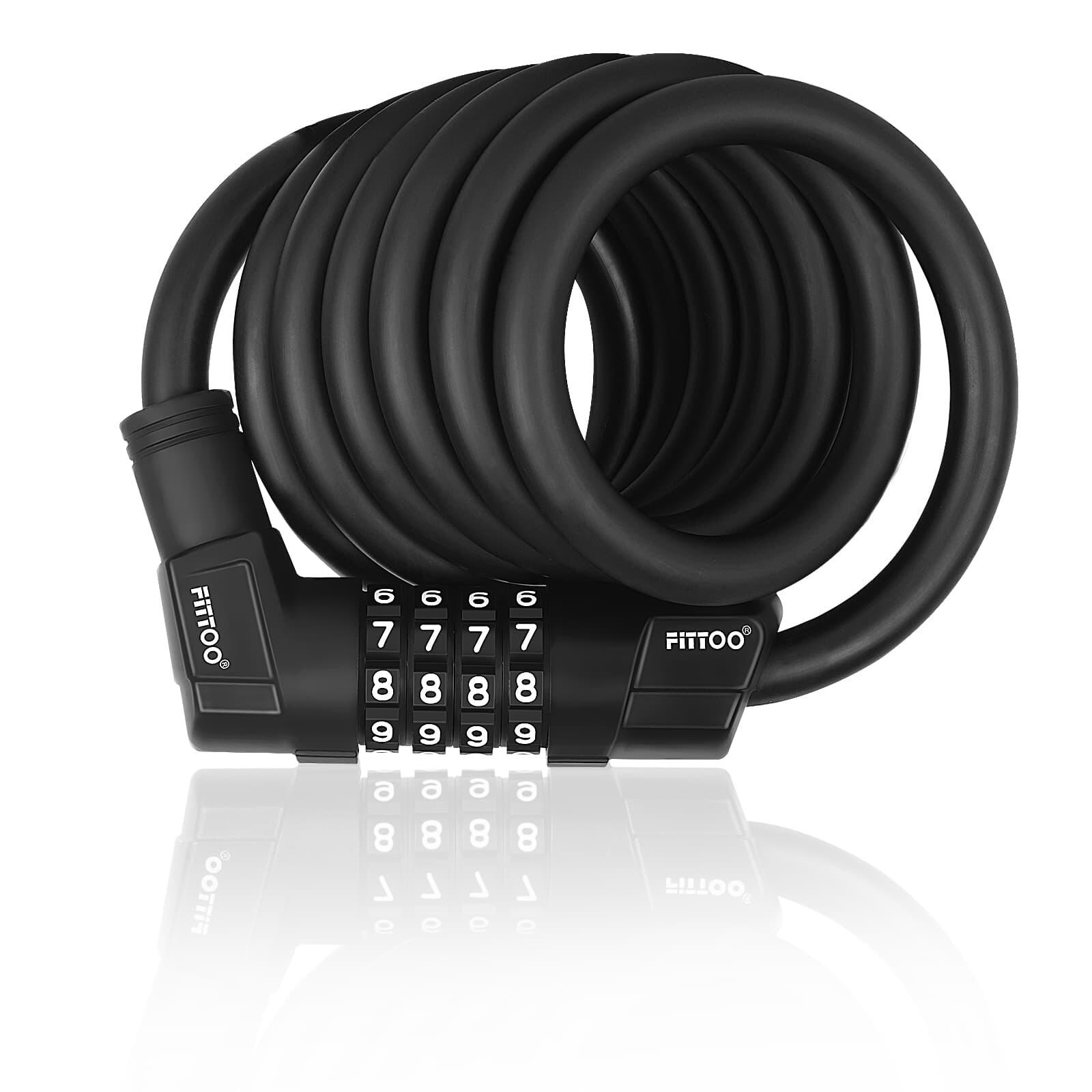 FITTOO Bike Bicycle Code Lock Cycling Combination Cable Lock 4 Digital 12X1800mm