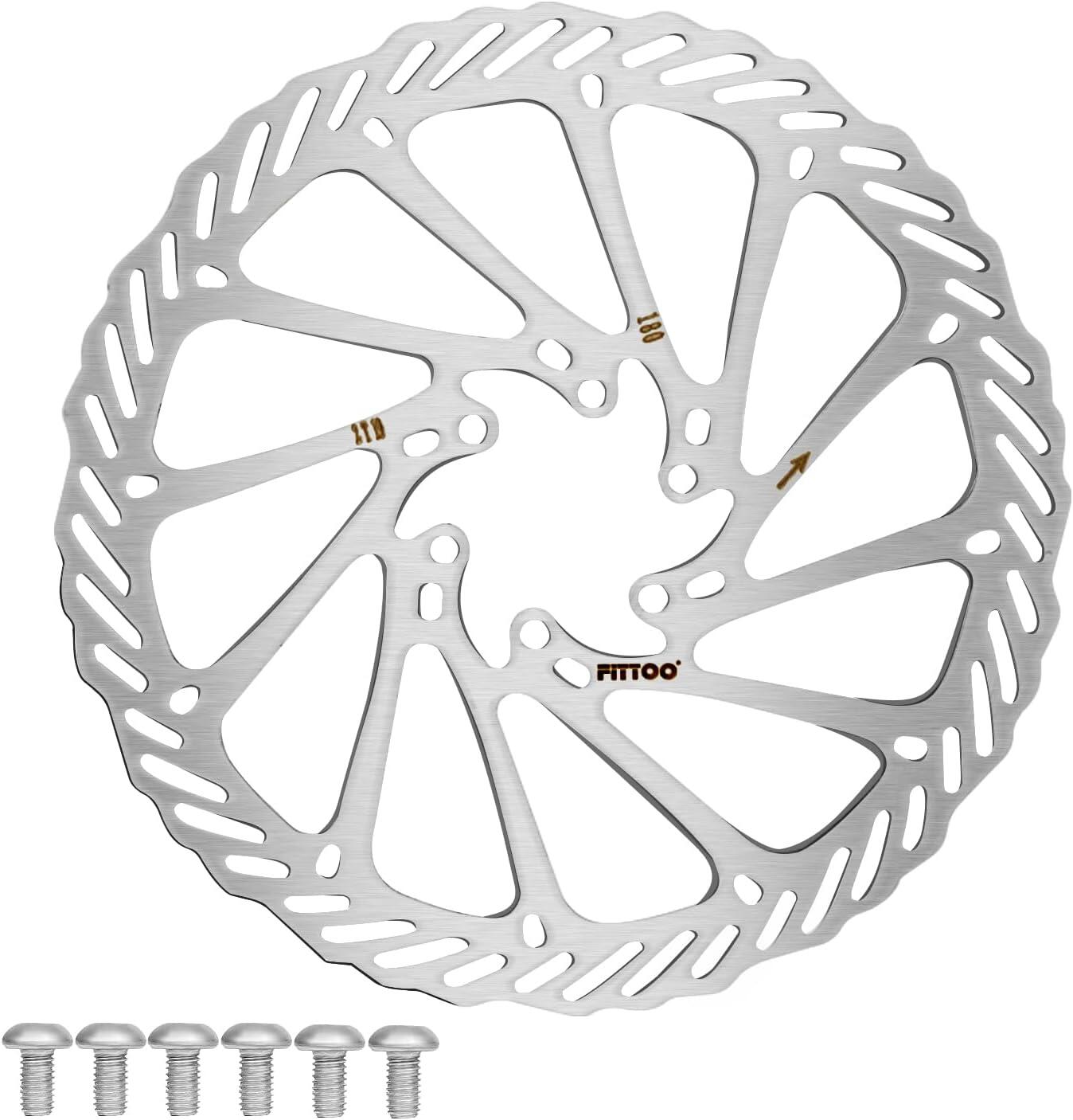 FITTOO Bicycle Bike Disc Brake Rotor with 6 Bolts - Sliver-180mm-R-1PCS