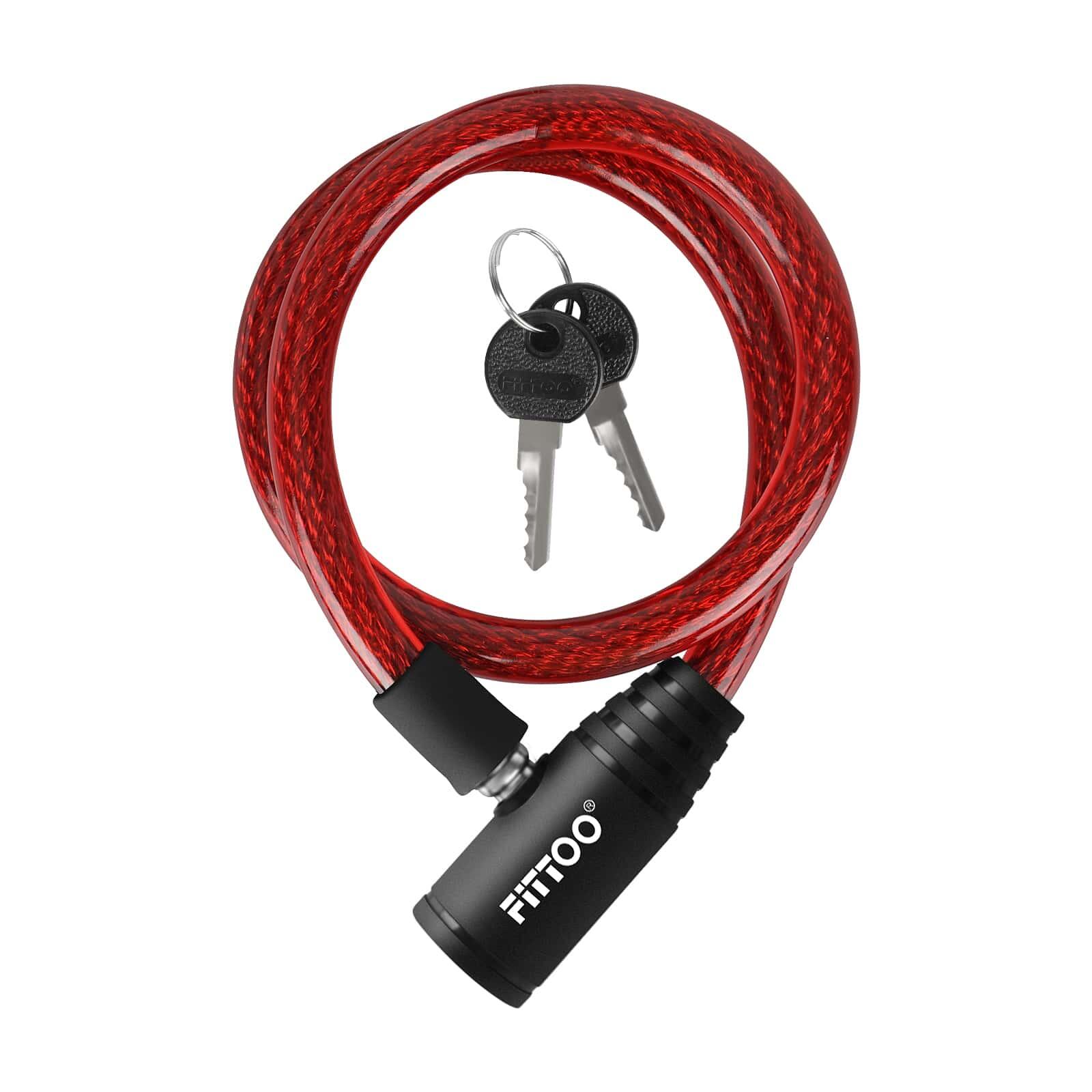 FITTOO Bike Cable Lock Bicycle Security Lock 2 Keys 5 colors 12X650mm