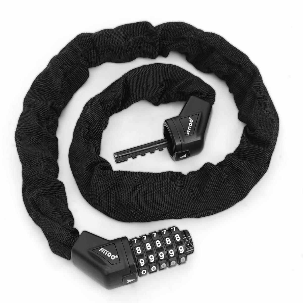 FITTOO Bike Bicycle Motorcycle Chain Lock Heavy Duty 5-Digit Resettable 1M