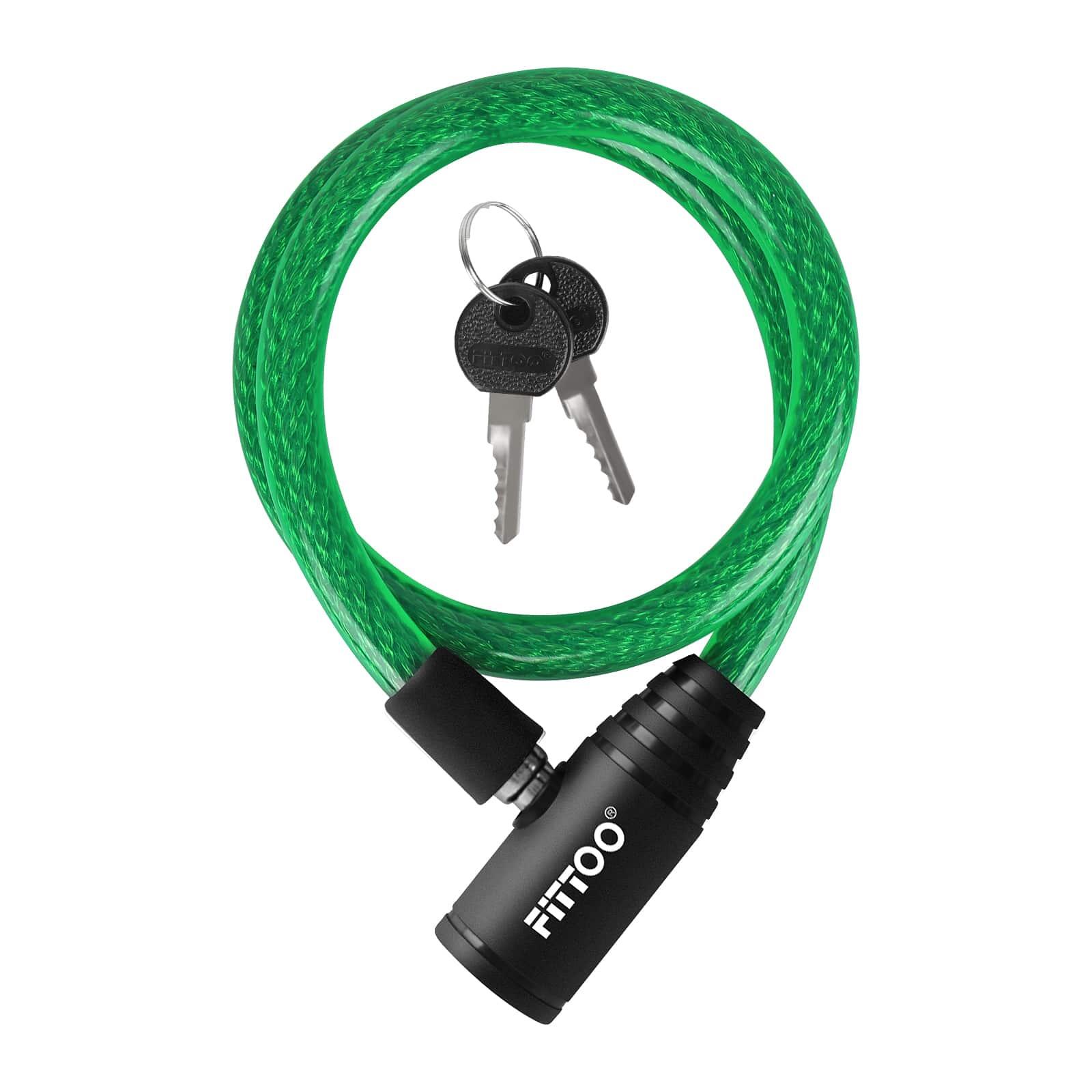 FITTOO Bike Cable Lock Bicycle Security Lock 2 Keys 5 colours 12X650mm