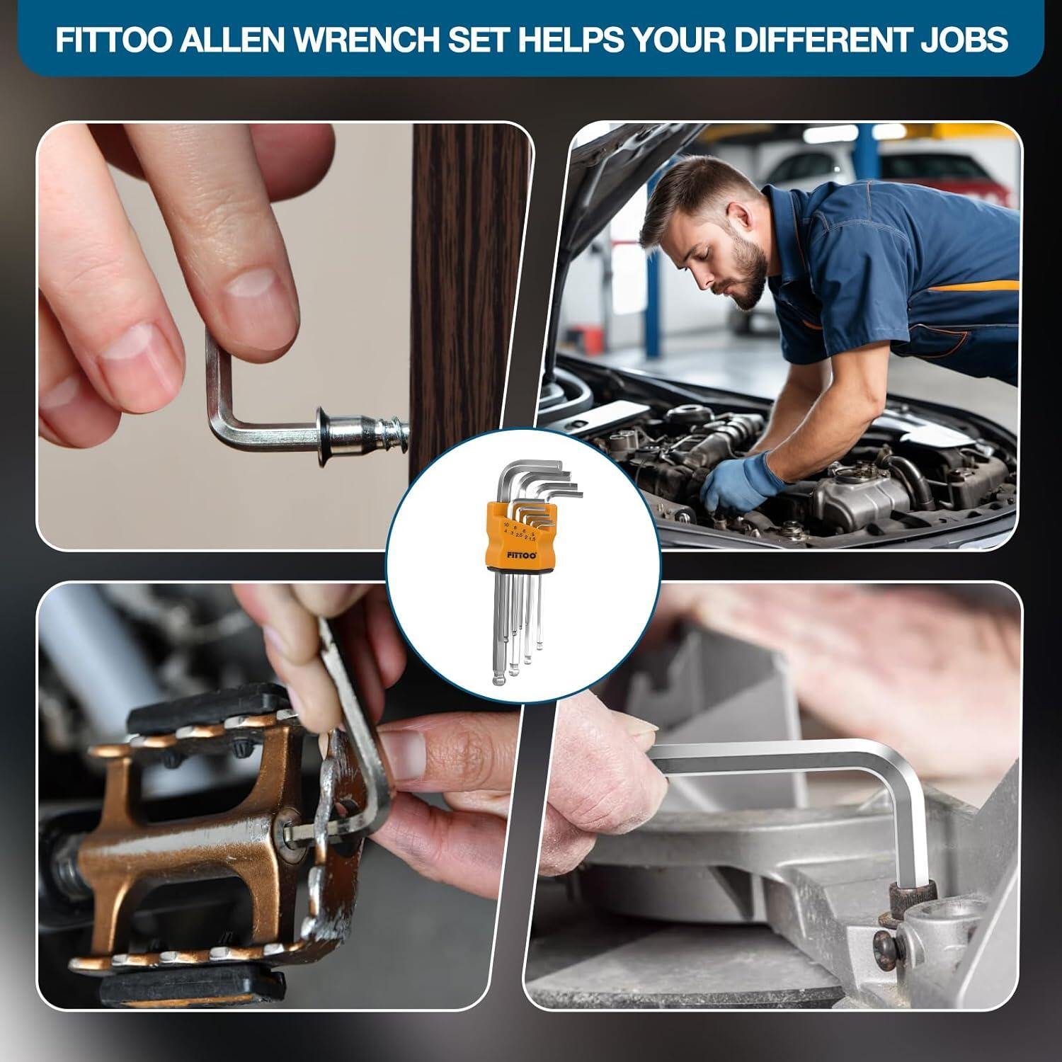 FITTOO Hex Key Set, Ball - End & Extended Allen Wrench Kit