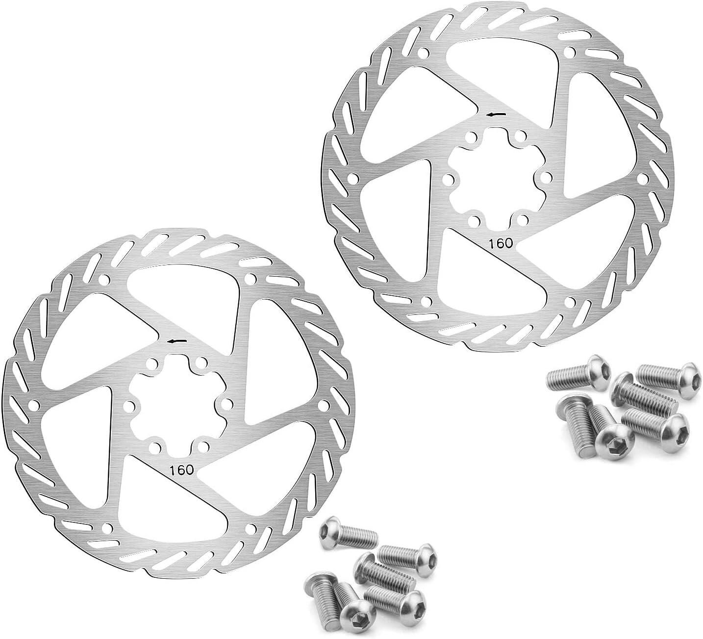 FITTOO Bicycle Bike Disc Brake Rotor with 6 Bolts - Sliver-160mm-2PCS