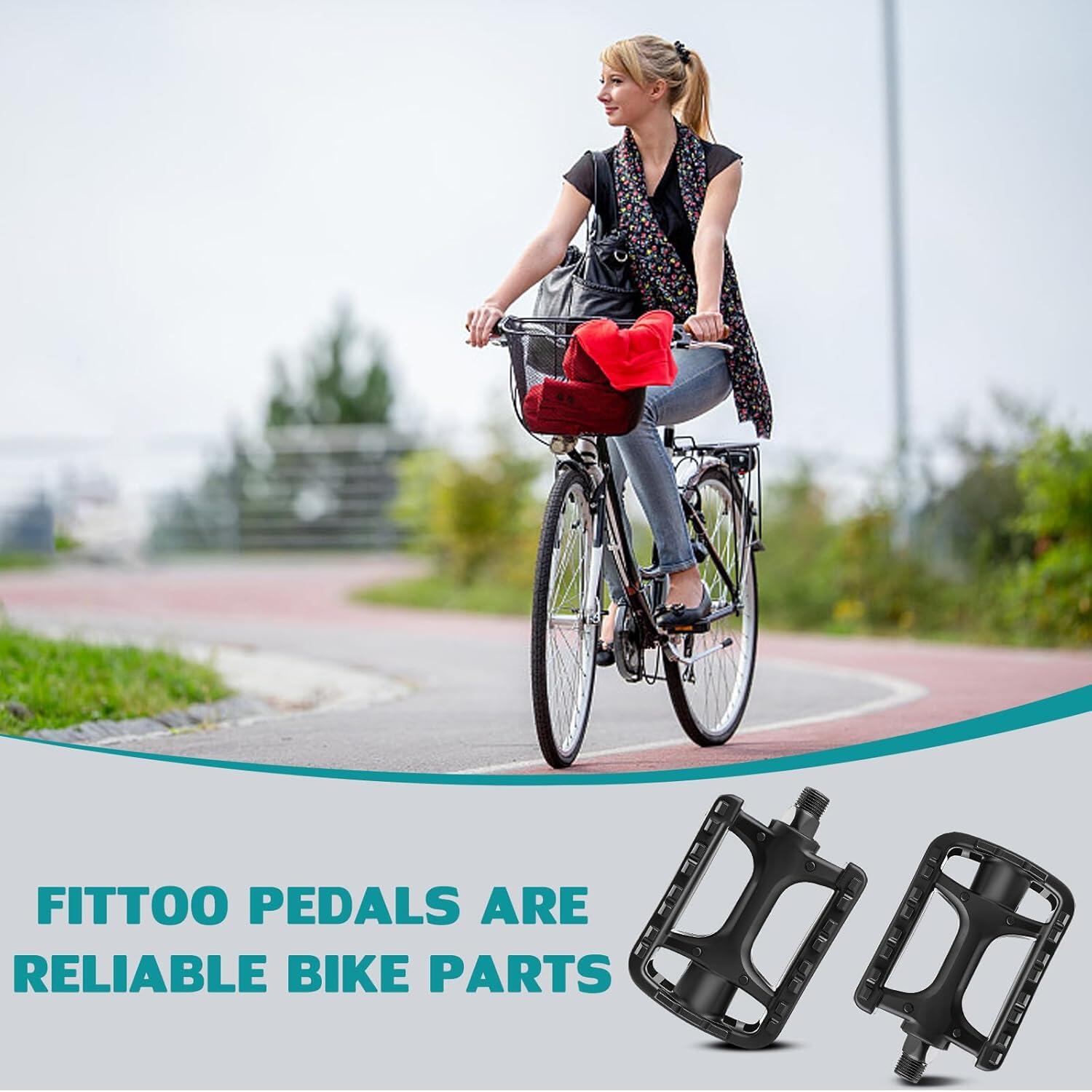 FITTOO Bike Pedal, Resin Plastic Bike Pedals, Axle 9/16in, Bicycle Pedals