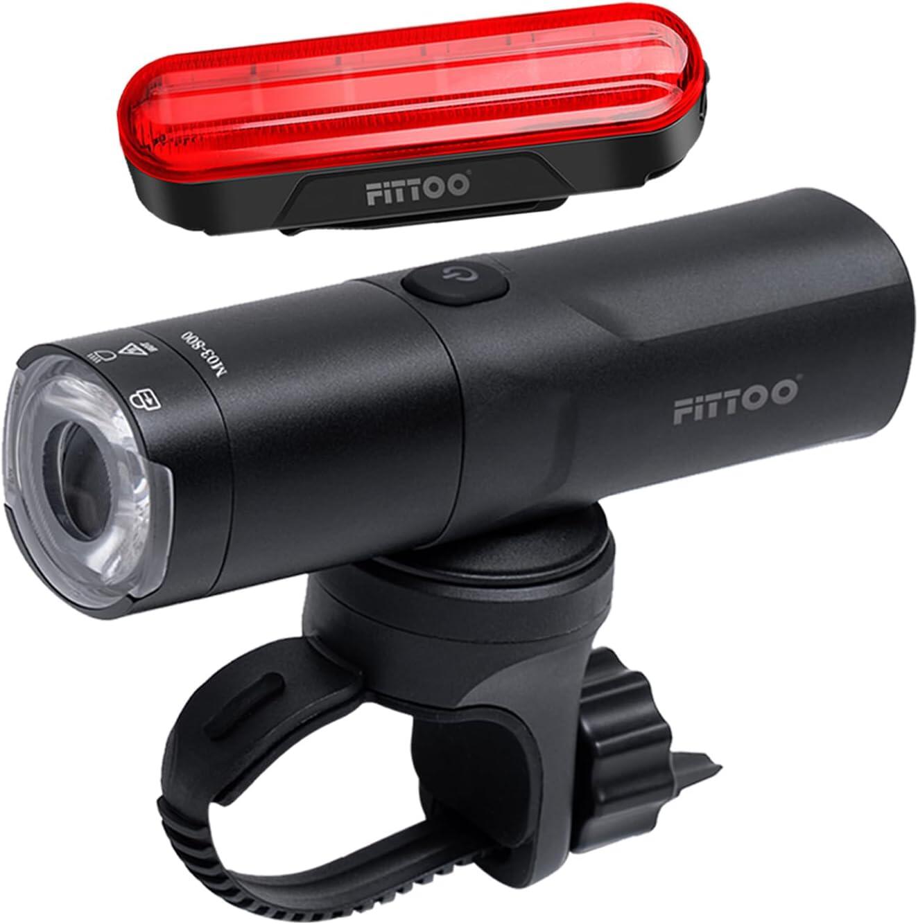 FITTOO Bike Light Set, USB Rechargeable Waterproof - Front Light & Tail Light