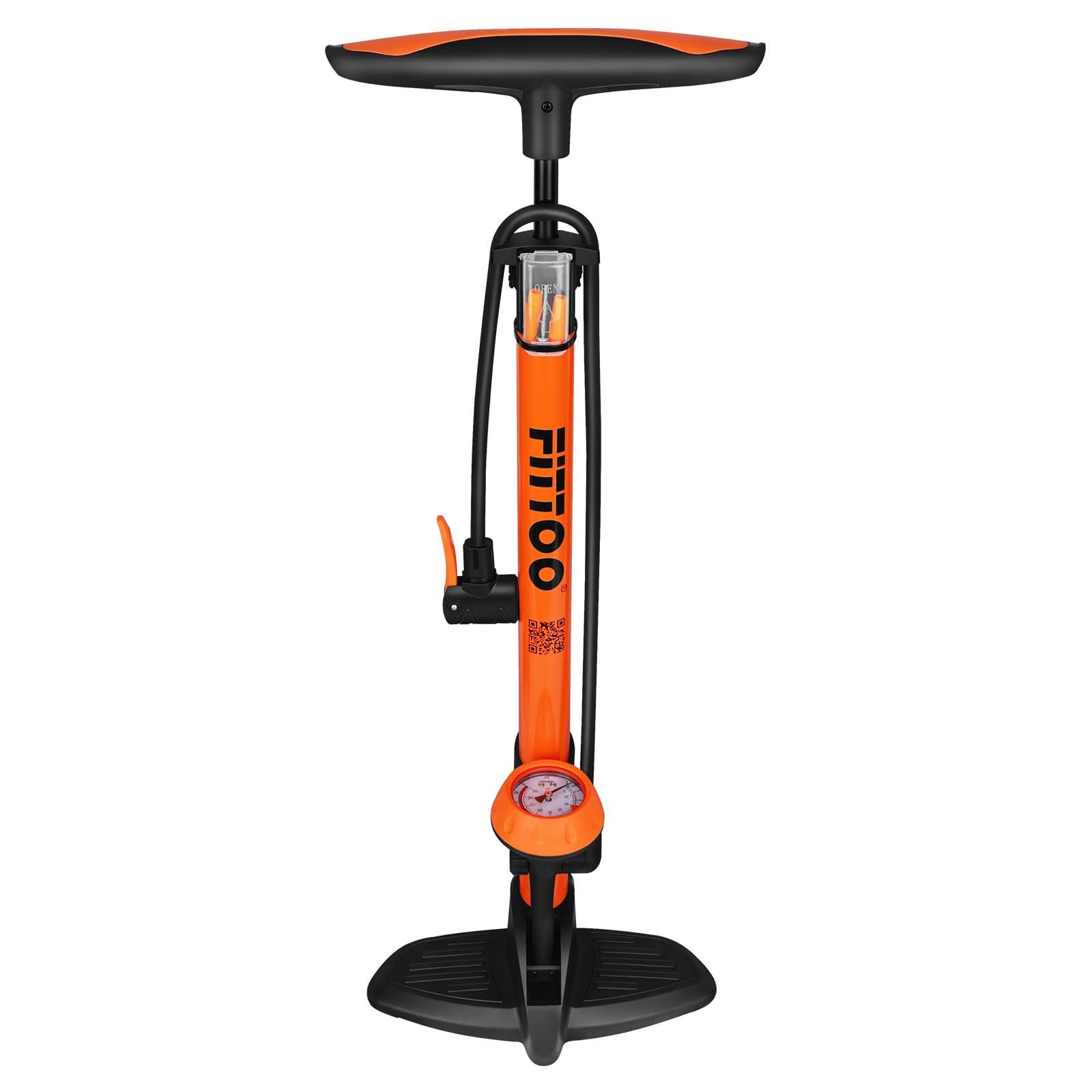 FITTOO High Pressure Bicycle Hand Pump Bike Cycling Air Floor pump with Gauge