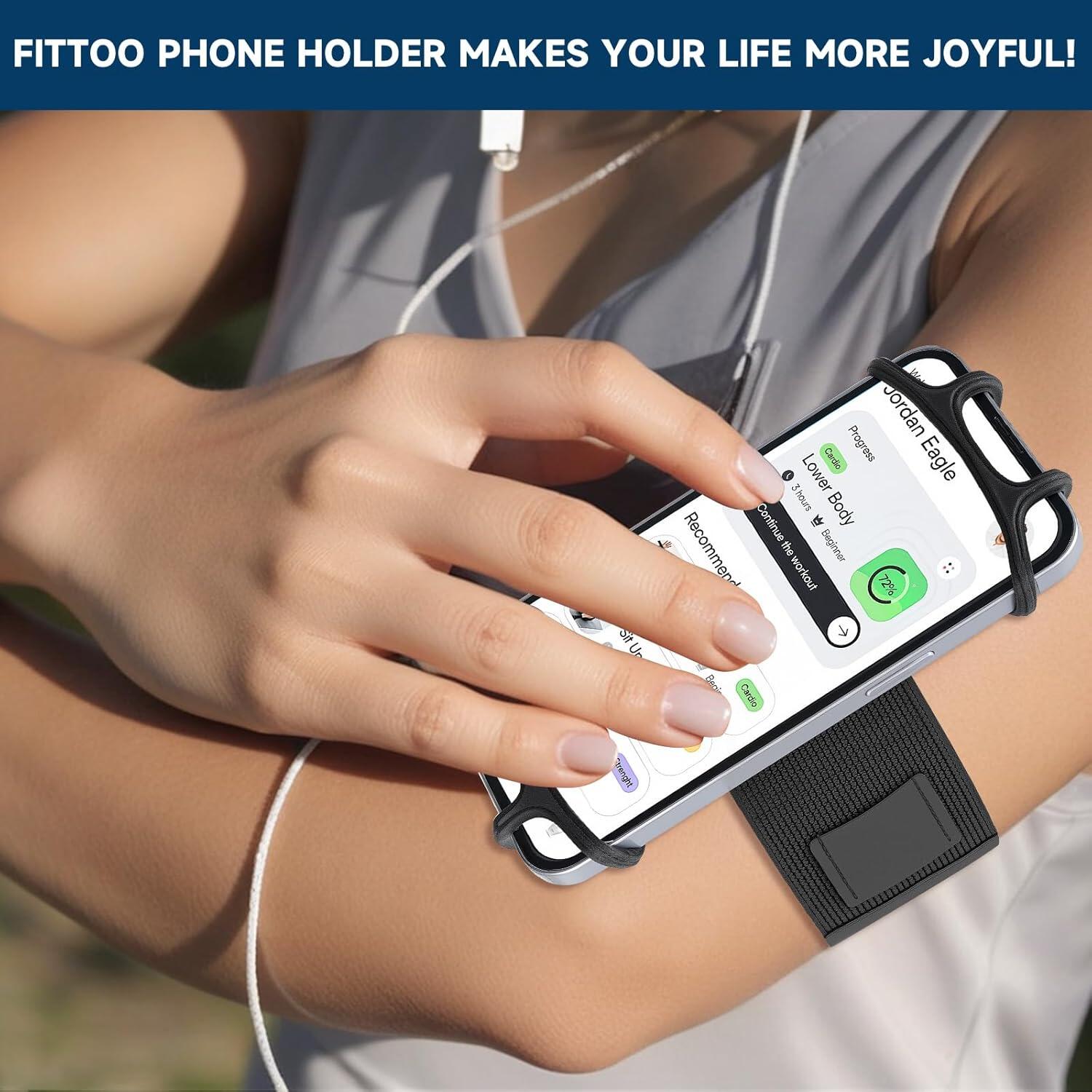 FITTOO Sports Phone Armband, 360° Rotation & Quick Release Adjustable for 4-6.8"