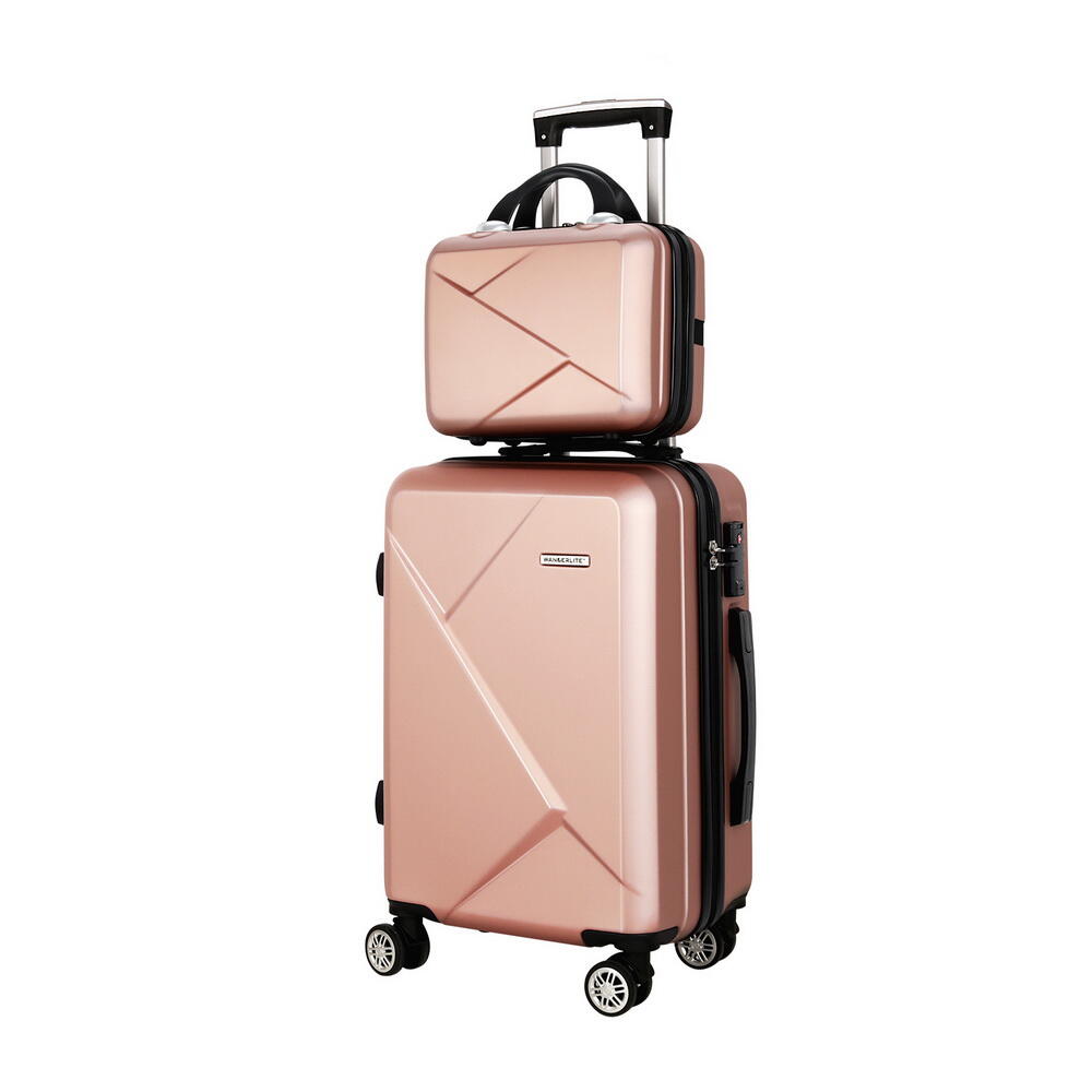 Wanderlite 2pc Luggage 12" 20" Trolley Travel Suitcase Storage TSA