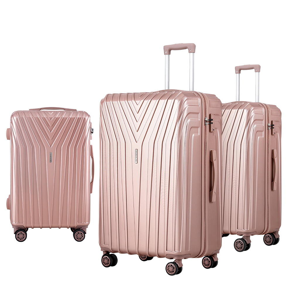 Wanderlite 3pc Luggage Trolley Set Suitcase Travel TSA Hard Case Lightweight