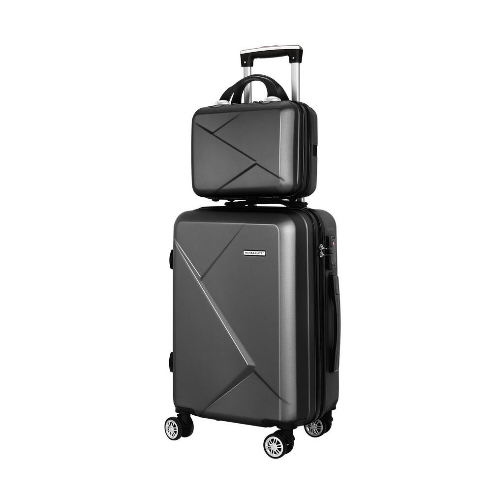 Wanderlite 2pc Luggage 12" 20" Trolley Travel Suitcase Storage