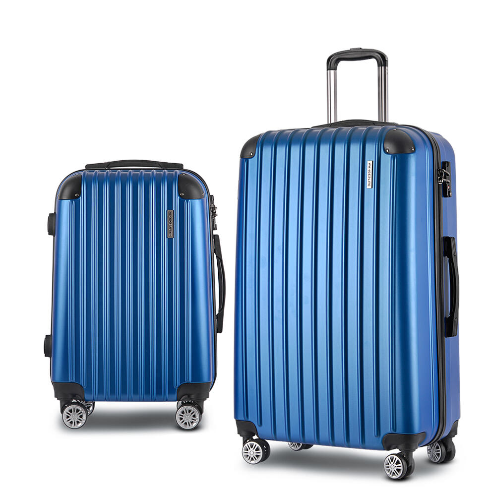 Wanderlite 2pc Luggage Trolley Travel Set Suitcase TSA Hard Case Lightweight