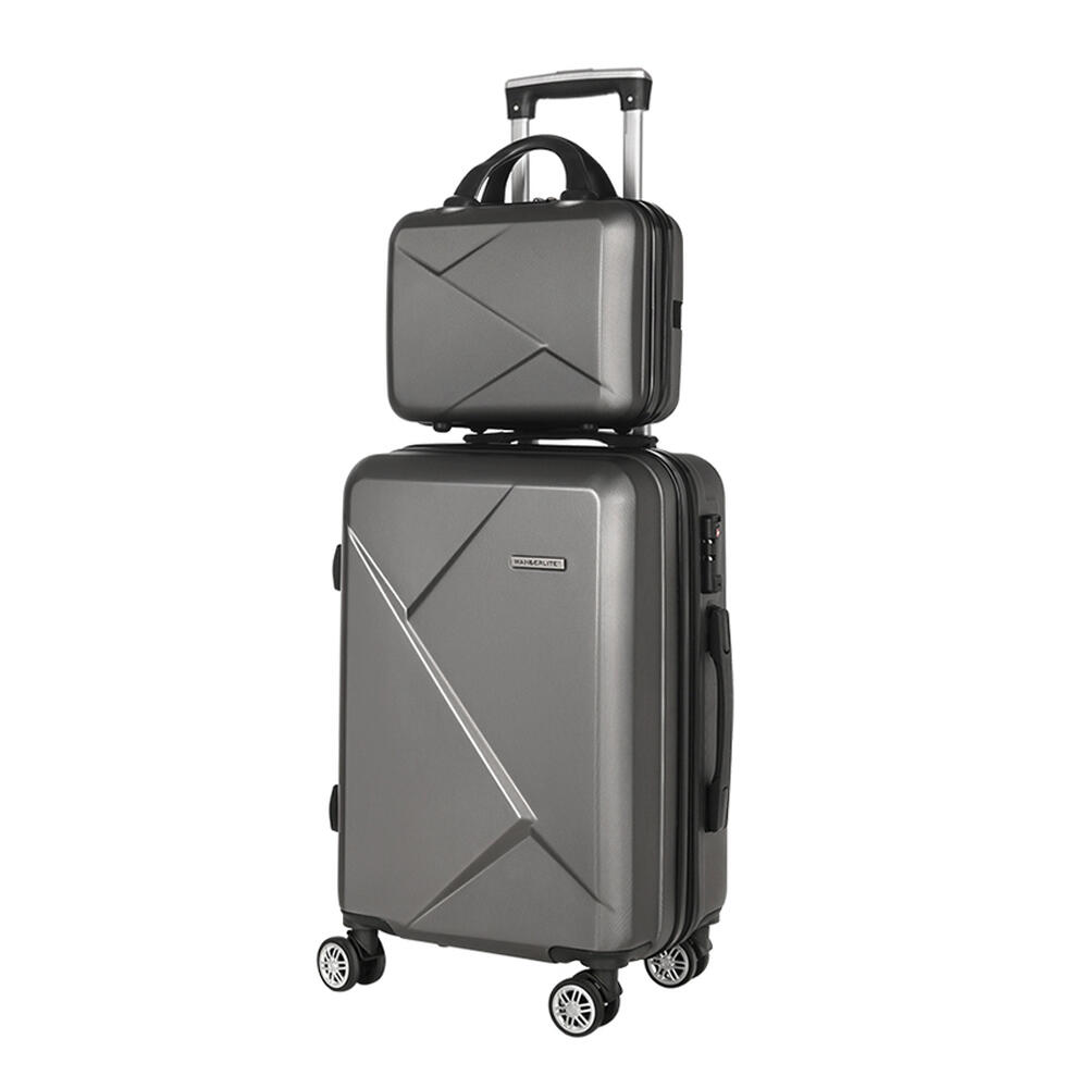 Wanderlite 2pc Luggage 12" 20" Trolley Travel Suitcase Storage Carry