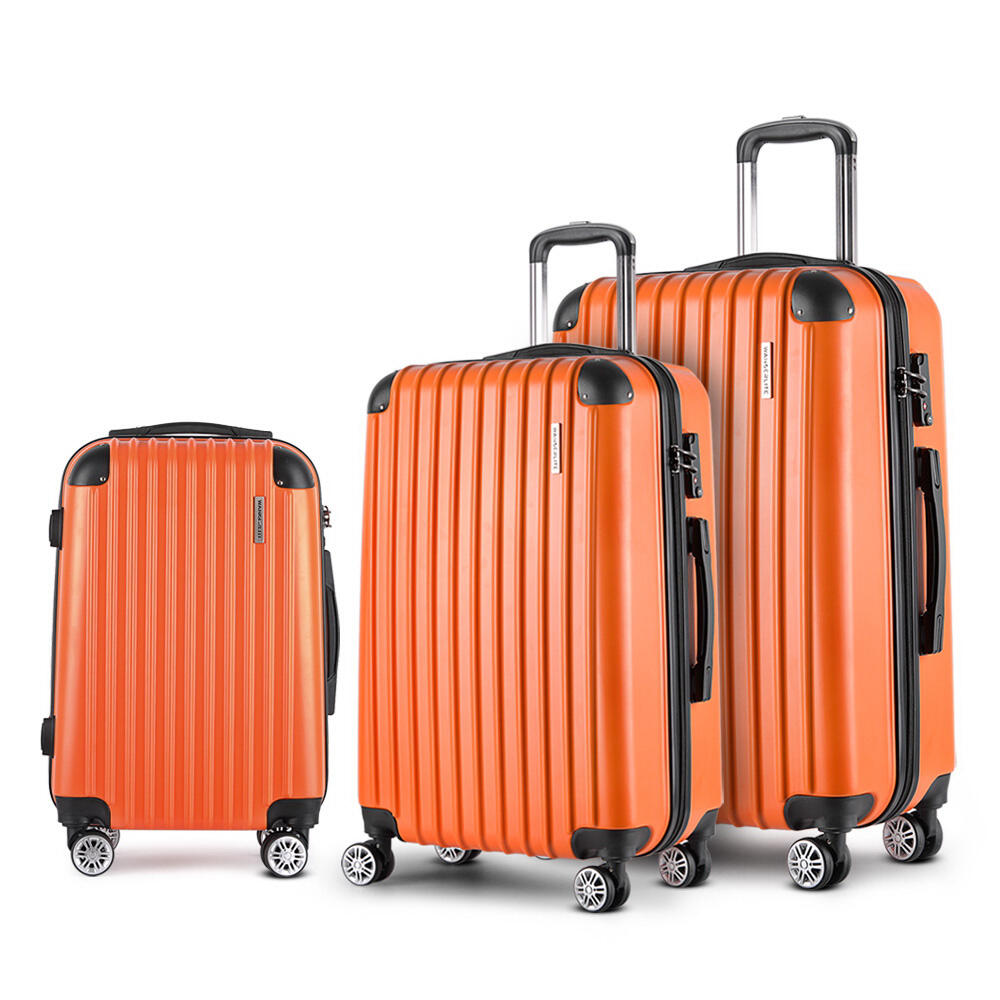 Wanderlite 3pc Luggage Trolley Travel Set Suitcase Hard Case Lightweight