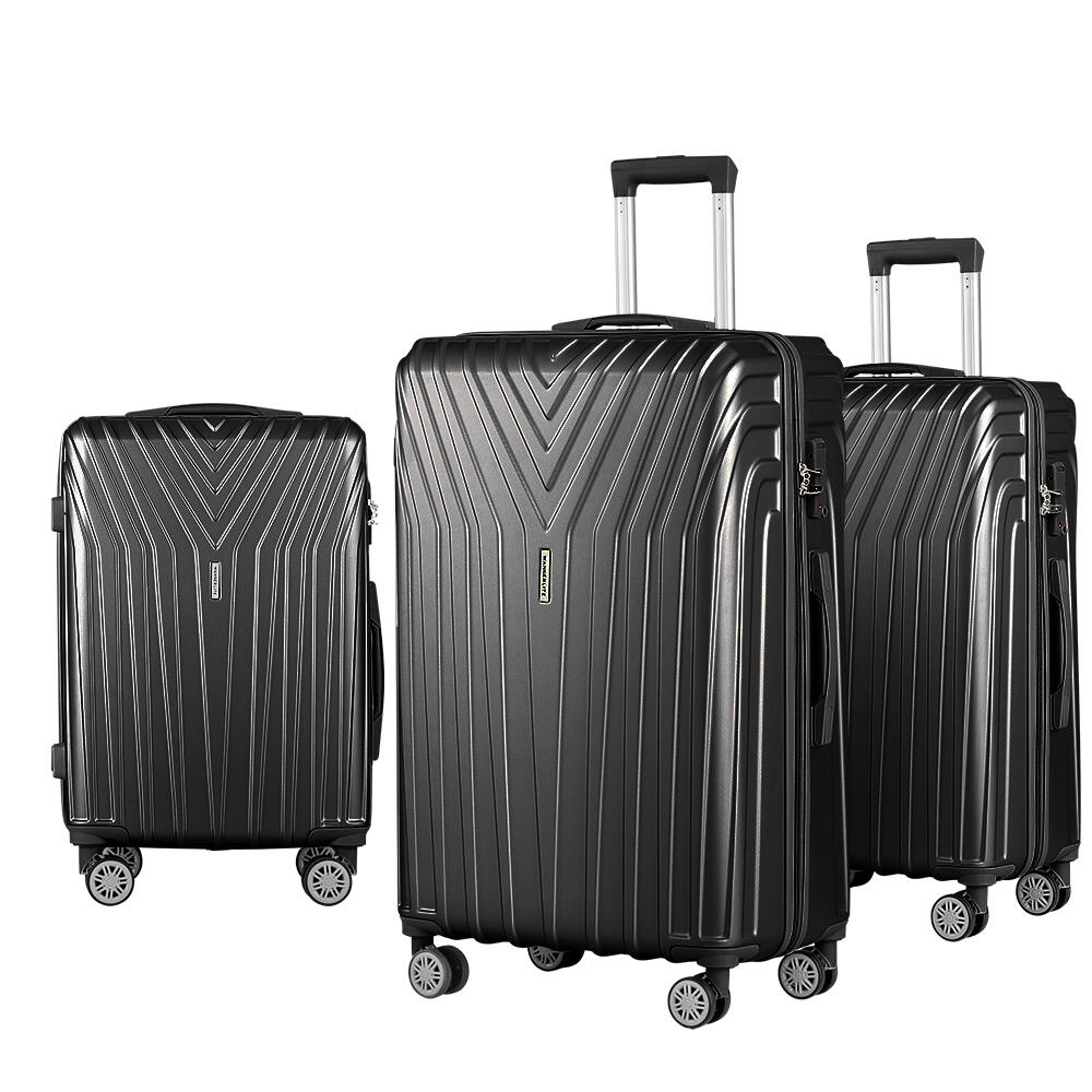 Wanderlite 3pc Luggage Trolley Set Suitcase Travel TSA Hard Case Lightweight