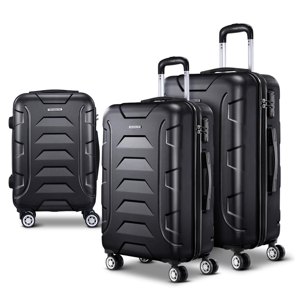 Wanderlite 3pc Luggage Trolley Travel Suitcase Set TSA Hard Case Lightweight
