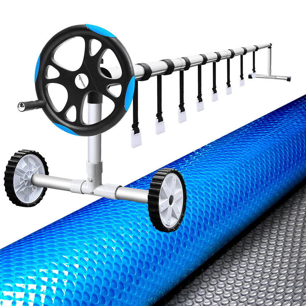 Aquabuddy Pool Cover 8x4.2m 400 Micron Swimming Pool Solar Blanket 5.5m Roller